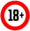 18+ logo circle in red white and black